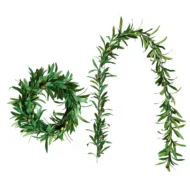 1.85m Olive Green Leaf Artificial Plant Vine Garland Hanging Wedding Arch Decoration Wreath Garden Home Floral Decor - Image 3