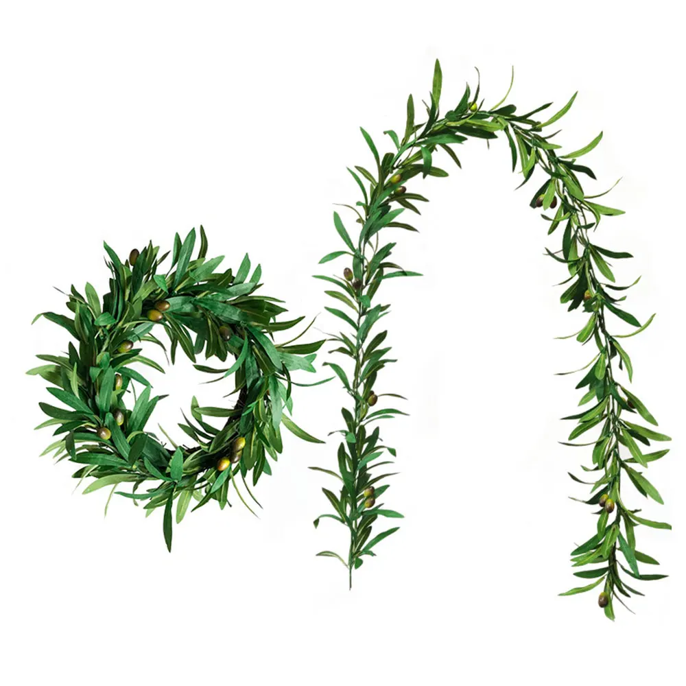 1-85m-Olive-Green-Leaf-Artificial-Plant-Vine-Garland-Hanging-Wedding-Arch-Decoration-Wreath-Garden-Home-2.webp 1.85m Olive Green Leaf Artificial Plant Vine Garland Hanging Wedding Arch Decoration Wreath Garden Home Floral Decor - Image 3