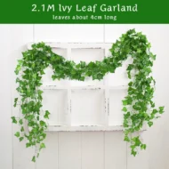 2.1M Artificial Plant Green Ivy Leaf Garland Silk Wall Hanging Vine Home Garden Decoration Wedding Party DIY Fake Wreath Leaves - Image 3