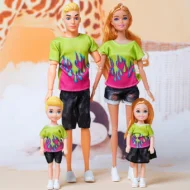 30cm Family Doll Movable Body Mom Dad Ken and Kids 4 Dolls Set 1/6 Barbies Doll Toy for Child Kids Education Birthday Gift - Image 2