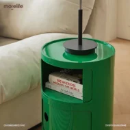 Design Minimalist Green Nightstands Mid Century Round Plastic Living Room Coffee Tables Storage Box Table De Chevet Furniture - Image 2