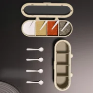 Kitchen Supplies Salt, Sugar, and Monosodium Glutamate Four-Grid Storage Integrated Light Luxury Spice Box Combination Suit - Image 3