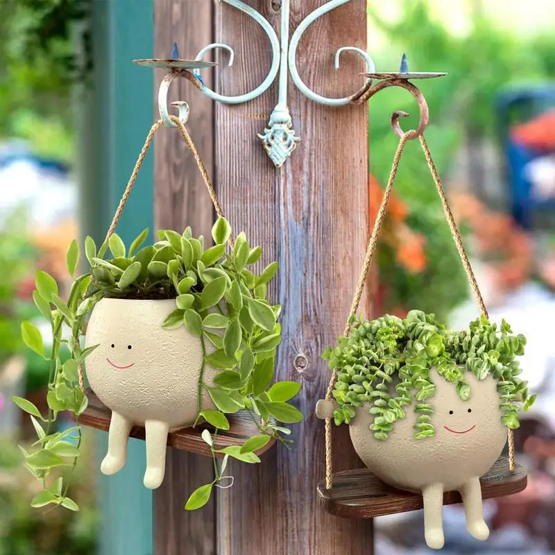 Plant-Hanger-Baskets-Lovely-Swing-Face-Planter-Pot-Succulent-Flower-Pots-Balcony-Wall-Hanging-Planter-Decor-2.webp Plant Hanger Baskets Lovely Swing Face Planter Pot Succulent Flower Pots Balcony Wall Hanging Planter Decor Home Garden Supplies - Image 3