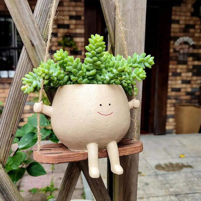 Plant-Hanger-Baskets-Lovely-Swing-Face-Planter-Pot-Succulent-Flower-Pots-Balcony-Wall-Hanging-Planter-Decor-3.webp Plant Hanger Baskets Lovely Swing Face Planter Pot Succulent Flower Pots Balcony Wall Hanging Planter Decor Home Garden Supplies - Image 4
